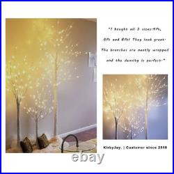 Set of 3 Lighted Birch Tree 4FT 6FT and 8FT Artificial Tree for Decoration In