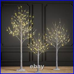Set of 3 Lighted Birch Tree 4FT 6FT and 8FT Artificial Tree for Decoration In