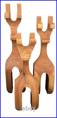 Set of 3 Vintage Handmade Wooden Reindeer Christmas MCM Decor 24, 22, 18