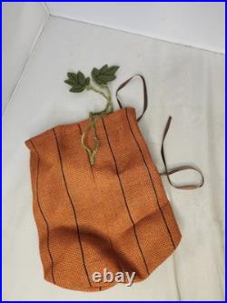 Set of 4 Pumpkin Jack O Lantern Drawstring Burlap Sack Gift Bag Halloween Decor