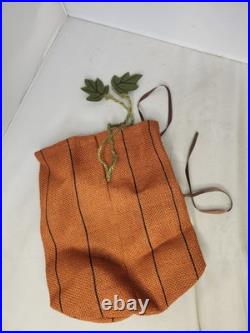 Set of 4 Pumpkin Jack O Lantern Drawstring Burlap Sack Gift Bag Halloween Decor