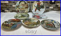 Set of 7 Pottery Barn Nostalgic Christmas Carol Holiday 8 Plates Retired