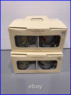 Set of 8 Pottery Barn Reindeer Glass Mugs. New in Box