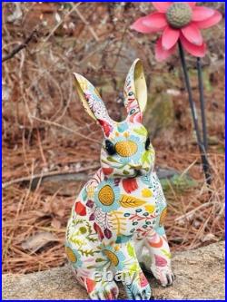 Seven Bright Boho Floral Designed Spring Bunnies Made With Decoupage Seven Bright Boho Floral Designed Spring Bunnies Made With Decoupage