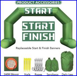 Sewinfla 20ft Inflatable Arch Dark Green with Start Finish Line Banners Blower