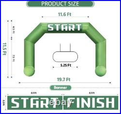Sewinfla 20ft Inflatable Arch Dark Green with Start Finish Line Banners Blower
