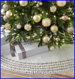 Sferra Lucido Ivory Velvet Christmas Tree Skirt Gold Diamond Embroidery 60 NEW