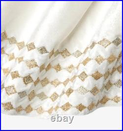 Sferra Lucido Ivory Velvet Christmas Tree Skirt Gold Diamond Embroidery 60 NEW