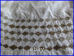 Sferra Lucido Ivory Velvet Christmas Tree Skirt Gold Diamond Embroidery 60 NEW