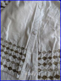 Sferra Lucido Ivory Velvet Christmas Tree Skirt Gold Diamond Embroidery 60 NEW