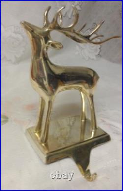 Silver Plated Christmas Mantel Hook Stocking Holder Hangers Heavy REINDEER