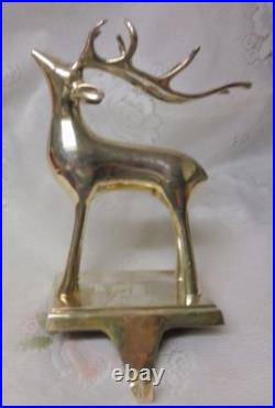 Silver Plated Christmas Mantel Hook Stocking Holder Hangers Heavy REINDEER