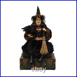 Sitting Witch Halloween Figurine Shelf Sitter Broom Raven Bird Karen Didion