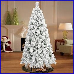 Snow Flocked Christmas Tree Prelit 4/5/6/7FT with Lights Foldable Metal Stand