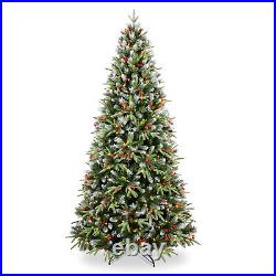 Snowflake Artificial Christmas Tree with LED Lights, Pinecones and Berries