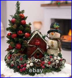Snowman Christmas Centerpiece Wood Birdhouse Holiday 20 X 18