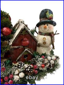 Snowman Christmas Centerpiece Wood Birdhouse Holiday 20 X 18