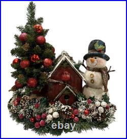 Snowman Christmas Centerpiece Wood Birdhouse Holiday 20 X 18