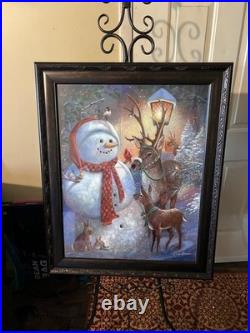 Snowman Picture and Stand Christmas Holiday Decoration