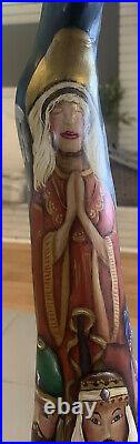 Solid Wood Nativity 27.5 Tall Hand Painted One Piece One of a Kind Exquisite