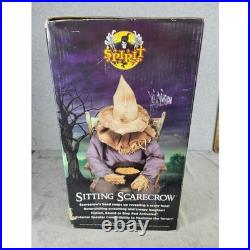 Spirit Halloween Sitting Scarecrow Animated Halloween Decor Motion Sound New