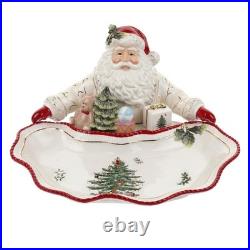 Spode 12.25 Gold Figural Santa Dish Christmas Tree Holiday Candy Bowl Decor