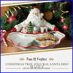 Spode 12.25 Gold Figural Santa Dish Christmas Tree Holiday Candy Bowl Decor