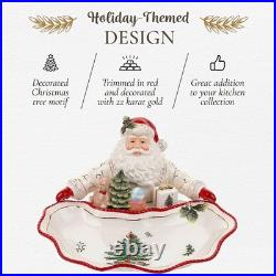 Spode 12.25 Gold Figural Santa Dish Christmas Tree Holiday Candy Bowl Decor