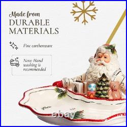 Spode 12.25 Gold Figural Santa Dish Christmas Tree Holiday Candy Bowl Decor