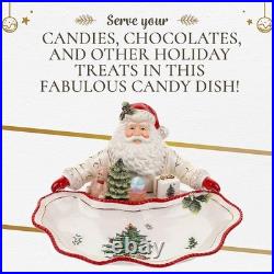Spode 12.25 Gold Figural Santa Dish Christmas Tree Holiday Candy Bowl Decor