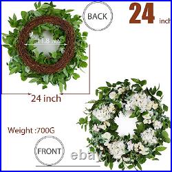 Spring Wreaths, 24 Inch Spring Wreaths for Front Door Eucalyptus Wreath, Door Wre