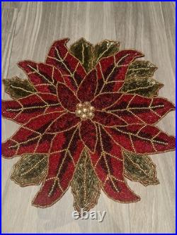 St Nicholas Heavy Beaded Decorative Placemat Christmas Motif Poinsettia Set Of 6 St Nicholas Heavy Beaded Decorative Placemat Christmas Motif Poinsettia Set Of 6