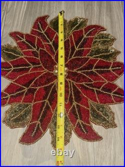 St Nicholas Heavy Beaded Decorative Placemat Christmas Motif Poinsettia Set Of 6 St Nicholas Heavy Beaded Decorative Placemat Christmas Motif Poinsettia Set Of 6