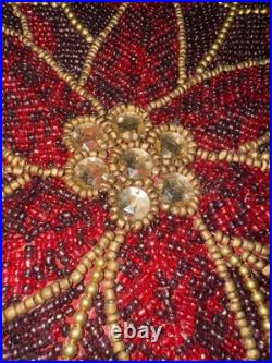 St Nicholas Heavy Beaded Decorative Placemat Christmas Motif Poinsettia Set Of 6 St Nicholas Heavy Beaded Decorative Placemat Christmas Motif Poinsettia Set Of 6