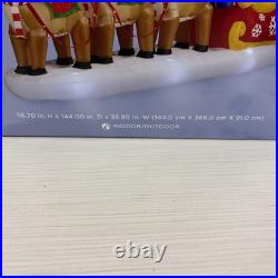 St Nicholas Square 12FT Santa Sleigh & Reindeer Inflatable NEW SEALED 56×144×35