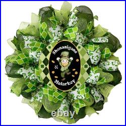 St. Patrick's Day Shenanigans & Malarkey Handmade Deco Mesh Wreath