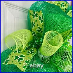 St Patrick's Ribbon Handmade Deco Mesh Wreath