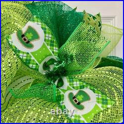 St Patrick's Ribbon Handmade Deco Mesh Wreath