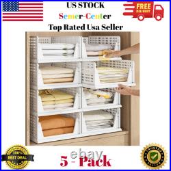 Stackable Plastic Storage Closet Organizers and Storage Bins Drawer 5 Pack 5 L