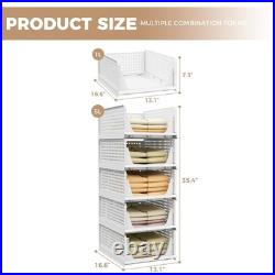 Stackable Plastic Storage Closet Organizers and Storage Bins Drawer 5 Pack 5 L