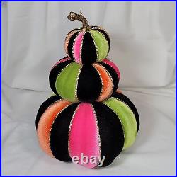 Stacked Pumpkin, Topiary Black Orange Green Pink Pumpkin Rhinestone Gold Chain