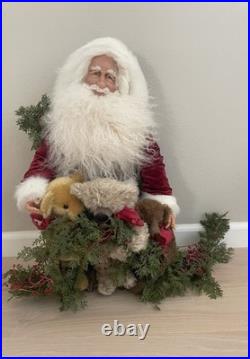 Stone Soup Santa Clause Red Coat w 3 Teddy Bears Signed Shelie McCall 2013 OOAK