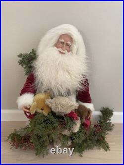 Stone Soup Santa Clause Red Coat w 3 Teddy Bears Signed Shelie McCall 2013 OOAK