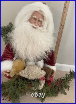 Stone Soup Santa Clause Red Coat w 3 Teddy Bears Signed Shelie McCall 2013 OOAK