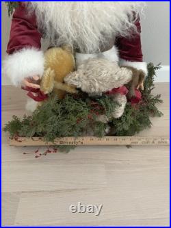 Stone Soup Santa Clause Red Coat w 3 Teddy Bears Signed Shelie McCall 2013 OOAK