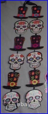 Sugar Skull Day Of The Dead Sparkle Halloween Wooden Wall Door Hanging Decor 28 Sugar Skull Day Of The Dead Sparkle Halloween Wooden Wall Door Hanging Decor 28