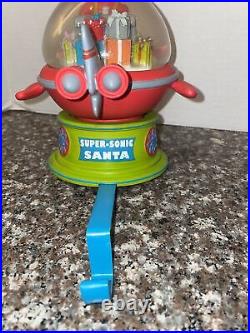 Super-Sonic Santa Stocking Holder X-mas Snow Globe BOMBAY KIDS VERY RARE Works