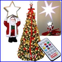Superstar Santa Deluxe Pop-Up Christmas Tree withNorth Star Projector, 7 Feet