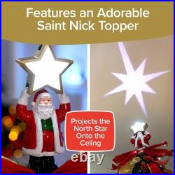 Superstar Santa Deluxe Pop-Up Christmas Tree withNorth Star Projector, 7 Feet