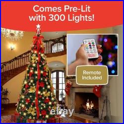 Superstar Santa Deluxe Pop-Up Christmas Tree withNorth Star Projector, 7 Feet